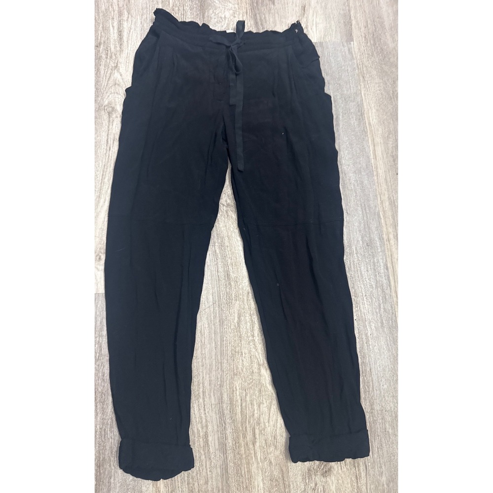 Wilfred Aritzia Black Paperbag Tie Waist Button Fly Jogger Pants Size Small